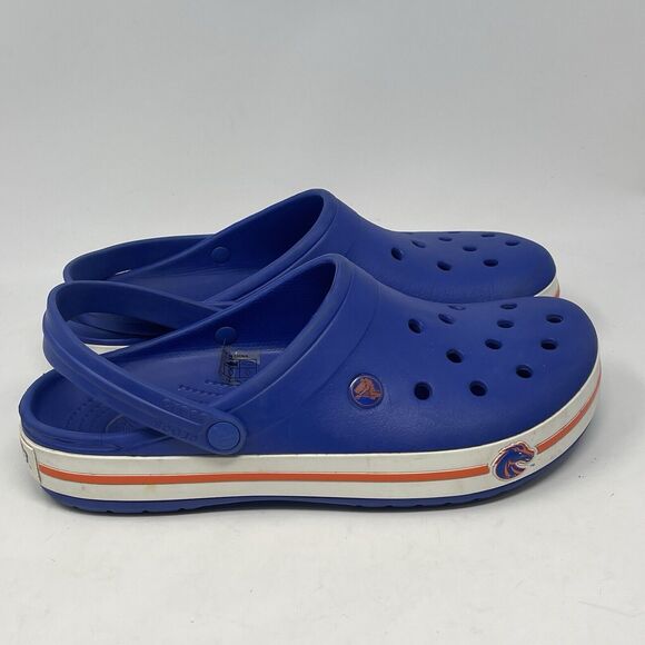 Crocs Crocband Denver Broncos Clogs Sandals Mens 10 Womens 12 Blue Orange Unisex - Picture 1 of 14